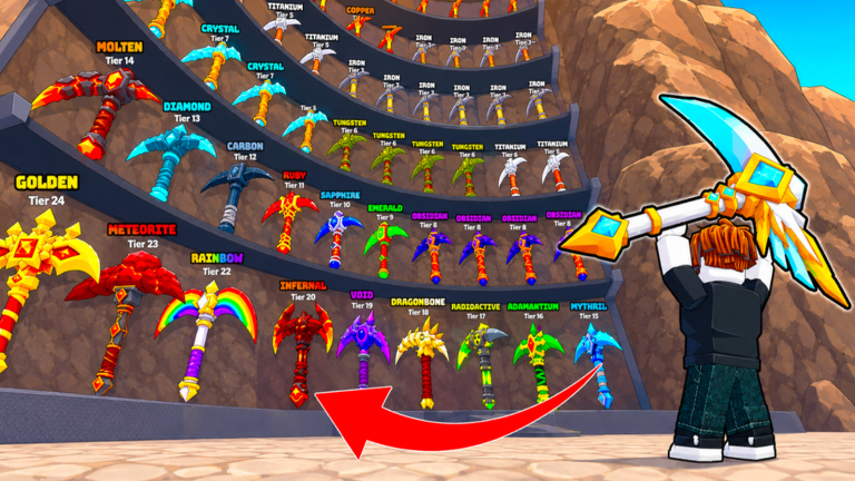 Pickaxe Tycoon — mining tower overview